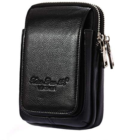 Xieben Sac en Cuir de Ceinture de Téléphone pour Les Hommes Femmes Portable Boucle Holster Case Mini Sac de Voyage Pack Bourse Portefeuille Noir