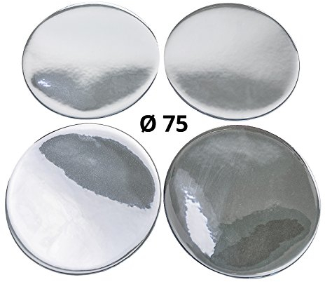 4 adesivi in silicone per coprimozzo | Motivo: cromato | Diametro: 75 mm