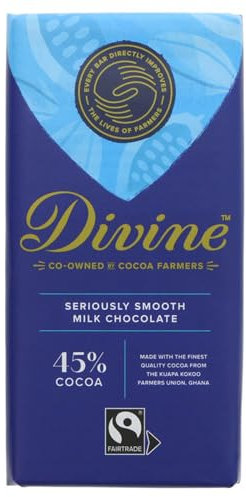 Divine 45% Cocoa Smooth Milk Chocolate, 90 g bar