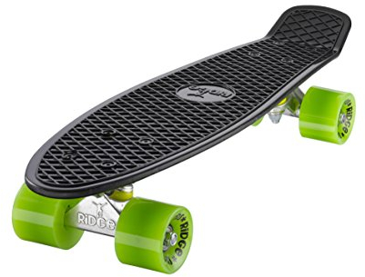 Ridge Skateboard Mini Cruiser, schwarz-grün, 22 Zoll
