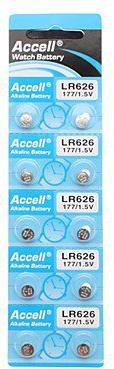 ACCELL AG4/LR626 1.5V Alkaline Cell Button Batteries (10-Piece Pack)