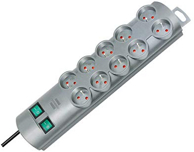 Brennenstuhl Primera-Line Steckdosenleiste 10G 10 Fach Steckdosenleiste 2m mit 2X Schalter FR Stecker