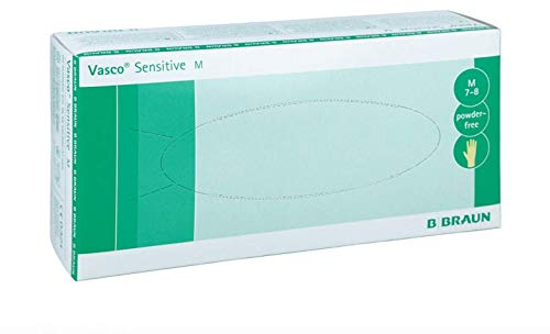 Vasco® Sensitive, Latex Untersuchungshandschuhe, puderfrei,M - B011OJJHI6 | Packung (100 Handschuhe)
