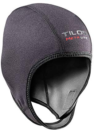 Tilos 1mm Metal-Light Coated Neoprene Adjustable Beanie for Surf Surfing Kayak Rafting Canoe Snorkel Swimming Cap Hat (Black, Large)