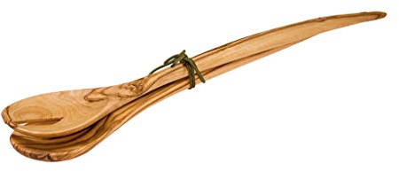 Bürstenhaus Redecker Pointed Waxed Olive Wood Salad Servers, 13-3/4-Inches