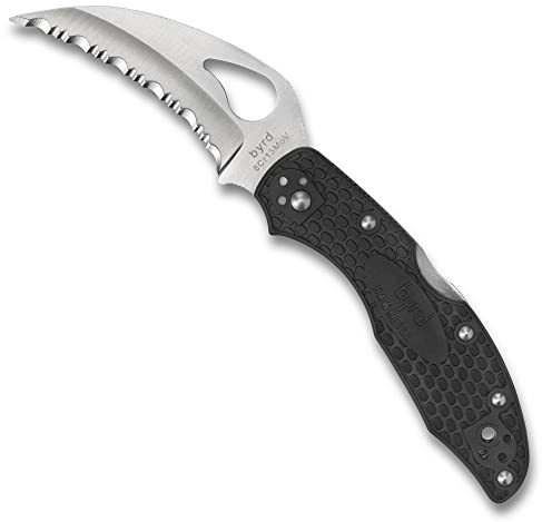 Spyderco Byrd Hawkbill Black FRN SpyderEdge Knife,6.7