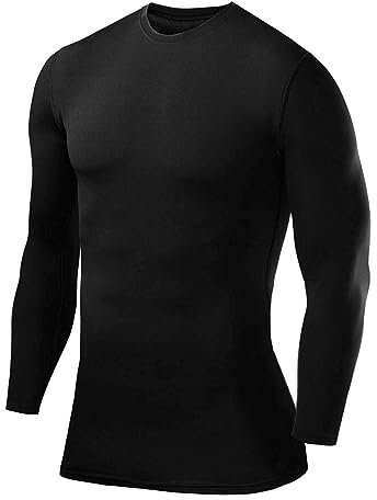 PowerLayer Herren Kompressions Shirt mit Rundhalsausschnitt - Schwarz, XXL