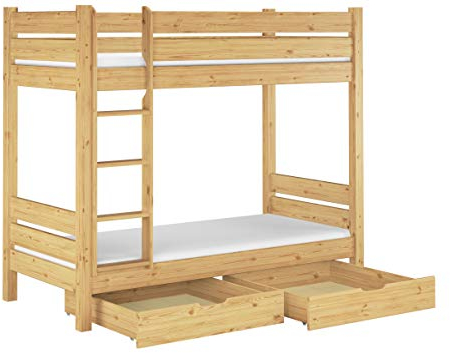 Erst-Holz®Etagenbett für Erwachsene 90x200 teilbar 2 Rollroste 2 Matratzen Bettkasten 60.16-09 T100MS2