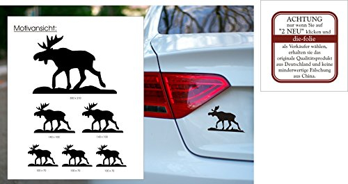 blattwerk-design Elch-Set KFZ Aufkleber - Hochleistungsfolie - 6 x Elche verschiedener Größe M070 Schwarz