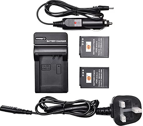 DSTE? 2pcs EN-EL12 Rechargeable Li-ion Battery + Charger DC03U for Nikon Coolpix P300, P310, P330, S31, S70, S610, S620, S630, S640, S800c, S1000pj, S1100pj, S1200pj, S6000, S6100, S6150, S6200, S6300, S8000, S8100, S8200, S9050, S9100, S9200, S9300, S9400, S9500, AW100, AW100s, AW110, AW110s