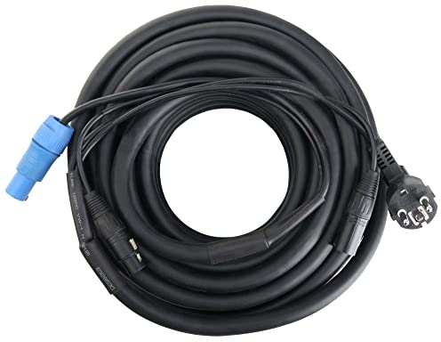 Pronomic Stage EUPPD-15 Hybridkabel Schuko/Powercon kompatibel + DMX 3-polig, 15m (ideal zur Verkabelung von Lichteffekten & Bühnenbeleuchtung)