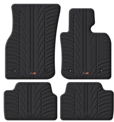 TRAVALL Rubber Car Mats (set of 4) compatible with Mini 5 Door Hatchback (2013-Current) Heavy Duty Floor Mats Moulded Premium Mats Easy Clean Black with Clips - Anti Slip All-Weather Protection