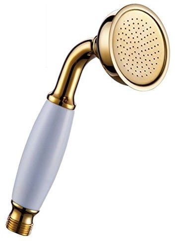 AMSS Solid Brass Shower Head Antique Victorian Style Handheld Shower Head and Chrome Polished Shower Handset, Gold