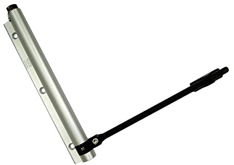 Amig - Pernio Muelle de Aluminio con Brazo de Acero Inoxidable Mod. 200-190 x 180 mm - Regular la Potencia de Cierre de Puertas Ligeras - Máximo 40 kg - Acabado Plata