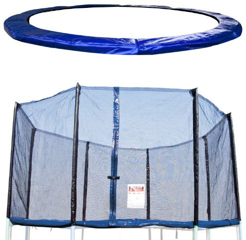 Miganeo Federabdeckung + Sicherheitsnetz 300 bis 305 cm für Trampolin 10ft passend auf 8 Stangen