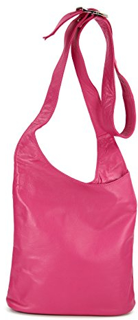 Belli Cross Bag Classic italienische Umhängetasche Damen Ledertasche Handtasche Cross Over Bag in pink - 24x28x8 cm (B x H x T)