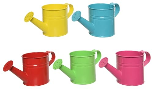 Blumentopf in Gießkannenform Zink 10cm Innen & Außen Bunt - Balkon und Terrasse - Übertopf Klein Metall - Blumenübertopf Topf - Deko Garten - Gartendeko Balkondeko Terrassendeko - Flower Pot