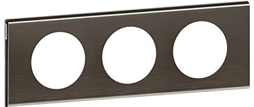 LEGRAND | Plaque 3 Postes Black Nickel, Céliane, Finition Mat En Métal, Montage Horizontal Ou Vertical, Compatible Avec Supports Universels
