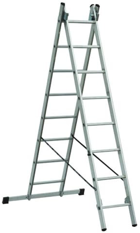 Échelle 2 plans transformable ELKOP - Aluminium et acier - 2,17 à 3,47 m - 150 kg - Échelle escamotable - Argent