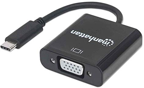 Manhattan USB-C to VGA Converter Cable, 1080p@60Hz, Black, 8cm, Male to Female, Blister