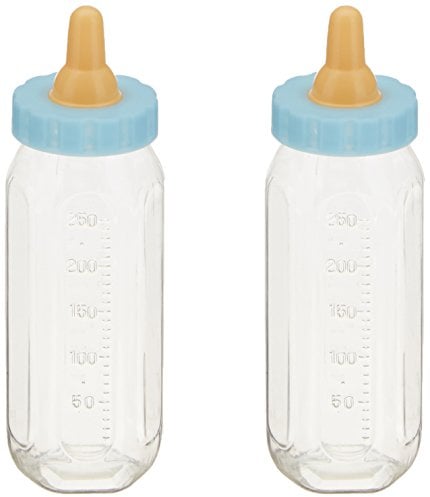 Fillable Blue Baby Bottles (12cm) 2 Pieces - Unique & Adorable Keepsakes, Perfect for Baby Showers, Gender Reveals, and Party Decorations