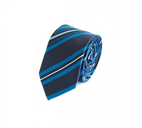 Fabio Farini - Modern gestreifte Herren Krawatte in 6cm - Passend fürs Büro zum Anzug durch Robuste Pflegeleichte Mikrofaser Tiefblau Stahlblau Dunkelblau Blau Weiß