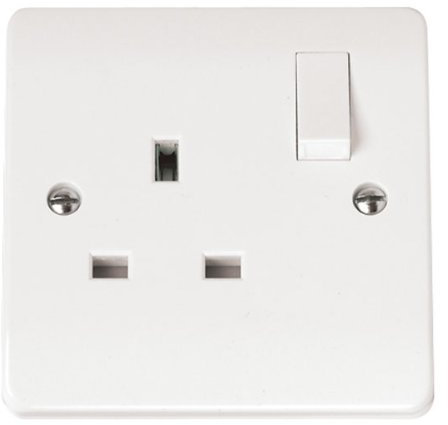 White Single 13A Electrical Socket