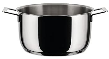 Alessi Edelstahl Kasserolle Pots and Pans silber Edelstahl 18/10 spülmaschinengeeignet Pots&Pans