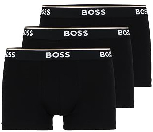 BOSS Men's 3-Pack Stretch Cotton Regular Fit Trunks, Black Vinyl, S
