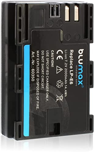 Blumax LP-E6 2000mAh Akku kompatibel mit Canon EOS 60D 60Da 70D 80D 5D Mark II III 6D 7D Mark II