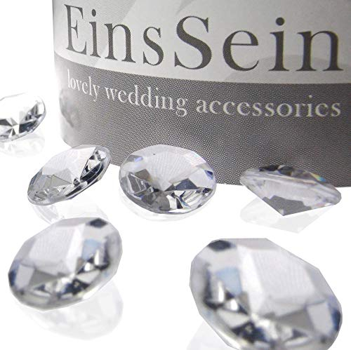 EinsSein 100x Funkelnde Diamantkristalle Acryl 12mm klar Diamanten Dekosteine Hochzeit Deko Tischdeko Streudeko Glitzersteine Steine Hochzeits Dekodiamanten
