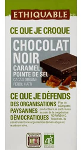 ETHIQUABLE Chocolat noir caramel pointe de sel bio - La tablette de 100g