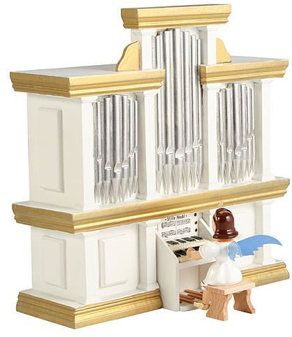 Kurzrockengel farbig an der Orgel mit Spielwerk 1 Melodie - 15,5cm