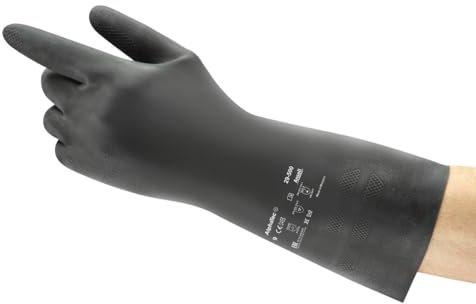 Ansell AlphaTec 29-500 Guanto in Neoprene, Protezione Contro le Sostanze Chimiche e Liquide, Nero, Taglia XL (12 Paia)