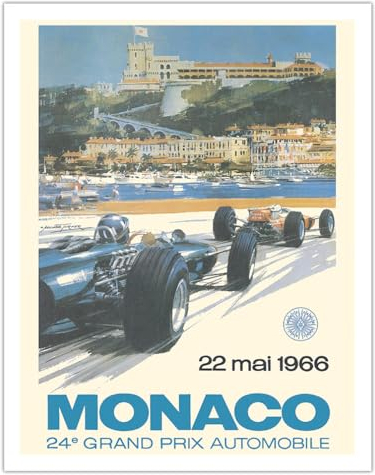 Pacifica Island Art Michael Turner Poster zum 24. Monaco Grand Prix 1966 – Circuit de Monaco – Vintage-Autorenn-Poster von Michael Turner, matter Papierdruck, ungerahmt, 27,9 x 35,6 cm