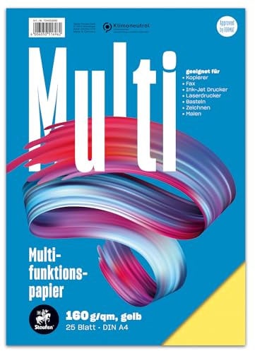 Staufen Style Multifunktionspapier - DIN A4, 25 Blatt, Farbe: gelb, 160g/m² Qualitätspapier, 1 Stück