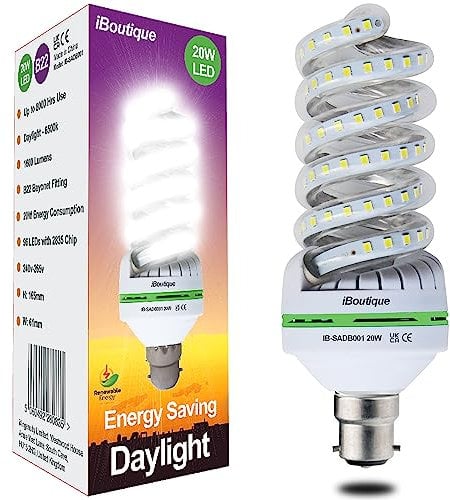 iBoutique 20W Bayonet (B22) Daylight Energy Saving LED Light Bulb Equivalent Output 150 Watts (Full Spectrum) Great for SAD Sufferers, Snooker, Pool, Hobbies, Crafts, Photography