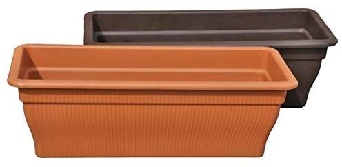 Buri Balkonkasten mit Wasserspeicher 12L | Blumenkasten für Balkon & Garten | Selbstbewässerung | Wetterfest & UV-beständig | Pflanzkasten für Blumen & Kräuter | Terrakotta | 12 Liter Fassungsvermögen