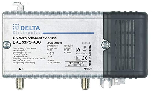 DCT Delta – BKE 33 PS KDG VPE: 1, Hausanschlussverstärker KDG B (3.1) 1 GHz 33 dB, RW 65 MHz 23 dB Verstellvorrichtung Ebene