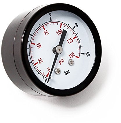 Wiltec Druckanzeige für Druckbehälter, 54 x 49 x 55 mm, Manometer axial DN8 (1/4) 12,9 mm, 0-10 bar (0-140 PSI), Durchmesser 50 mm, für Hauswasserwerk, Membranpumpe