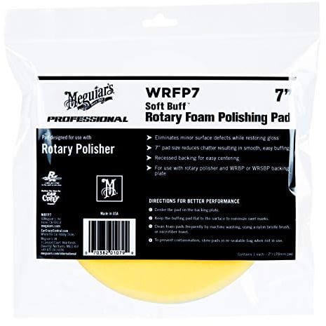 Meguiar's Tampone rotante in schiuma morbida da 17,8 cm per lucidatura WRFP7 – Lucidatrice rotativa professionale per rimuovere difetti di vernice leggeri e massimizzare la lucentezza – tampone in