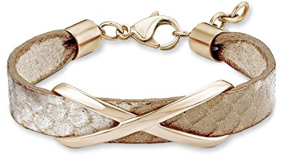 s. Oliver Damen-Armband Edelstahl Leder 19 cm -540