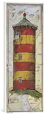 kunst für alle Leinwandbild: Ole West Alter Leuchtturm Pilsum - hochwertiger Druck, Leinwand auf Keilrahmen, Bild fertig zum Aufhängen, 22x52 cm