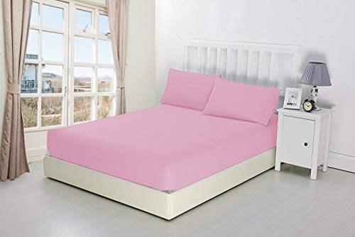 Extra Deep Fitted Sheets 16/40CM Deep Luxury Percale in 15 Colours (Pink, Super King)