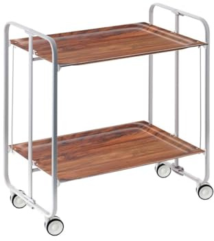 DON HIERRO - Servierwagen, klappbar, 2 Böden, grauem Rahmen. Bauhaus-Zedernholz