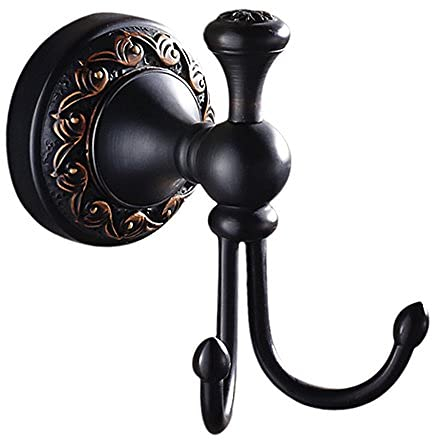 Weare Home Doppel Mantelhaken Hütenhaken Kleiderhaken aus hochwertig Messing schwarz Öl rubbed Bronze finished Retro Antik Vintage Stil Badezimmer Zubehör Wandmontag Bohren