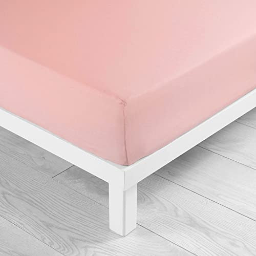 douceur d'intérieur, Drap Housse (90 x 190 cm) Lina Dragée, 100% Coton