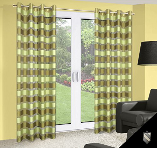 DecoKing 140x245 cm grün Vorhang Fensterdekoration Gardine Ösenschal Streifen hellgrün dunkelgrün flaschengrün Green Bottle-Green