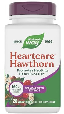 Nature's Way HeartCare Hawthorn Standardized Extract, Promotes Healthy Heart Function*, Gluten Free, 120 Tablets (Packaging May Vary)