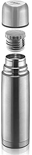 reer Edelstahl Isolier-Flasche PURE, 700 ml – klein, handlich, ideal für Baby, mit integriertem Becher, silber